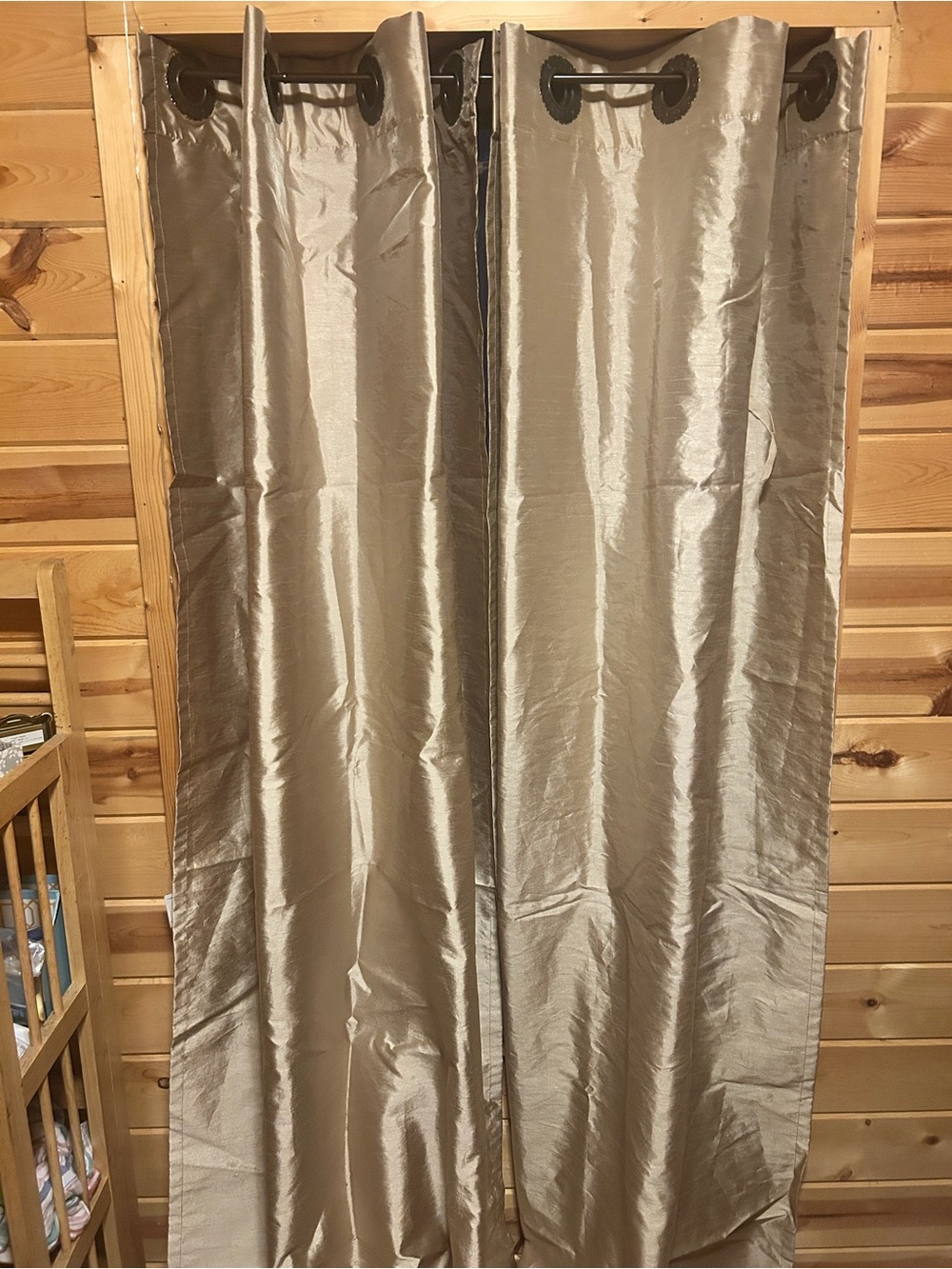 Gold Shimmer Grommet Top Curtains - Pair